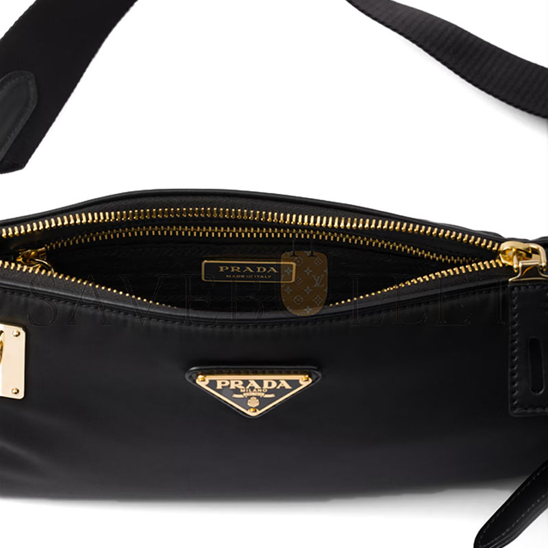 Pra*a small re-nylon and leather shoulder bag 1bc234 (27*13*4cm)